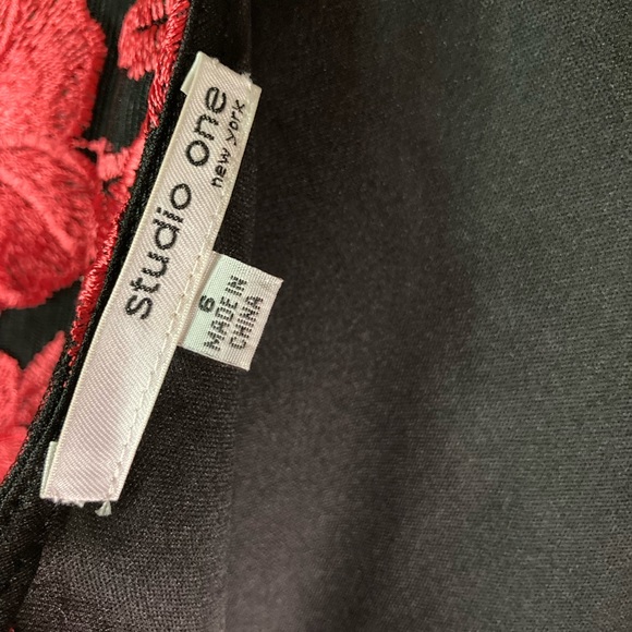 Floral Sleeveless Embroidered Mesh Sheath Black & Red - Picture 10 of 12